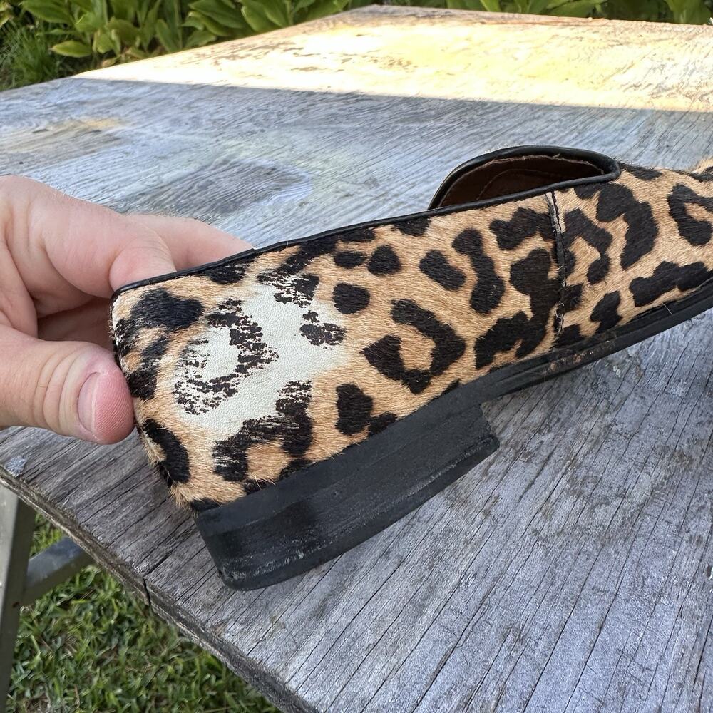 Franco Sarto Leopard Print Calf Hair Pointed-Toe Loafers Size 8 M Womens 825 - Picture 3 of 16